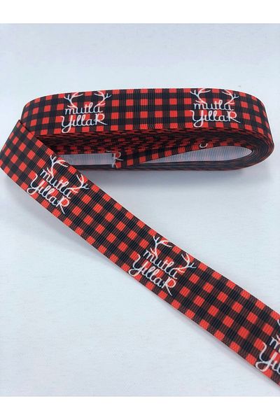 Hobigram Καρό μοτίβο Grosgrain Κορδέλα Ευτυχισμένο το Νέο Έτος – Προσαρμοσμένο σχέδιο, Αξεσουάρ, Ποιοτική Παραγωγή, Εντυπωσιακό Στυλ