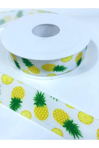 Hobigram Πολύχρωμη κορδέλα Grosgrain με λευκό σχέδιο ανανά – Κορδέλα, κομψό σχέδιο, γυναικείο αξεσουάρ