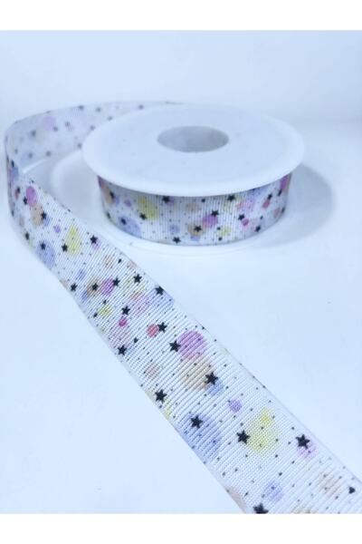 Hobigram White Small Star Patterned Grosgrain Ribbon – Special Design, Accessory, Quality Production, Eye-Catching Sti