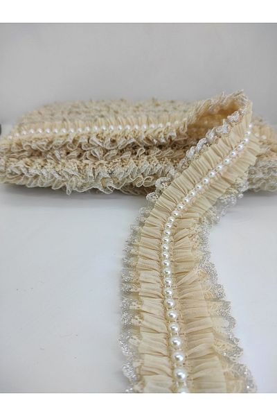 Hobigram Βιζόν Ασημί Glitter Pearl Ruffle Κορδέλα – Ειδικό Σχέδιο, Αξεσουάρ, Ποιοτική Παραγωγή, Εντυπωσιακό Στυλ
