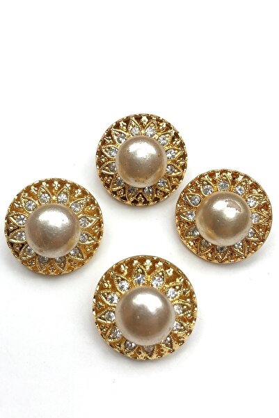 Hobigram Altın Rengi Incili Taşlı Abiye Düğme – Düğme