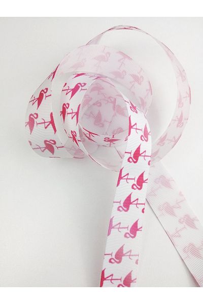 Hobigram Κορδέλα Grosgrain με ροζ μοτίβο Flamingo – Ειδικό σχέδιο, αξεσουάρ, ποιοτική παραγωγή, εντυπωσιακό στυλ