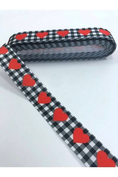 Hobigram Panglică Grosgrain cu model inimă mare roșie – Panglică, Design elegant, Accesoriu pentru femei – Panglică