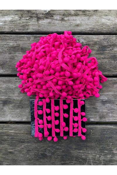 Hobigram Fuchsia Ribbon Pompom 5 Yards – Διακοσμητική κορδέλα, Κομψό Σχέδιο, Γυναικείο Αξεσουάρ – Διακοσμητική Κορδέλα