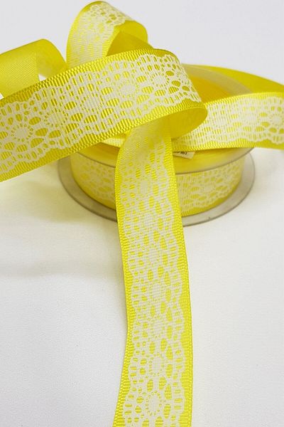 Hobigram Panglică Imprimată Galbenă Albă 2,5 Cm – Panglică, Design Elegant, Accesoriu Femei – Panglică
