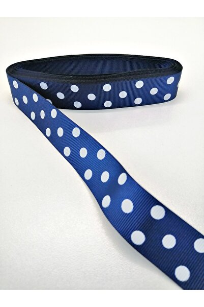 Hobigram Сакс Синя Пунтикована Грогрен Стрічка 2,5 см 1 Метр – Стрічка, Стильний Дизайн, Жіночий Аксесуар – Стрічка
