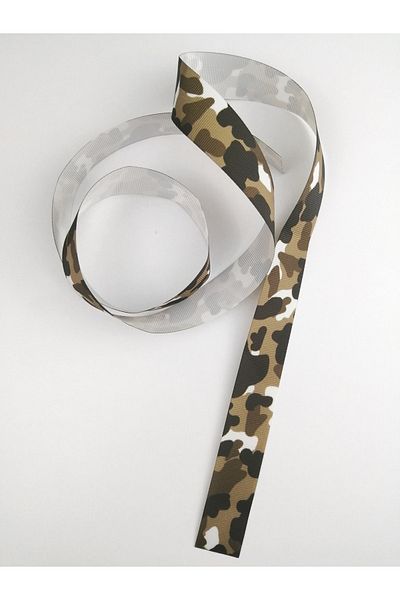 Hobigram Σκούρο πράσινο μοτίβο καμουφλάζ Grosgrain Κορδέλα – Κορδέλα, Κομψό Σχέδιο, Γυναικείο Αξεσουάρ – Κορδέλα