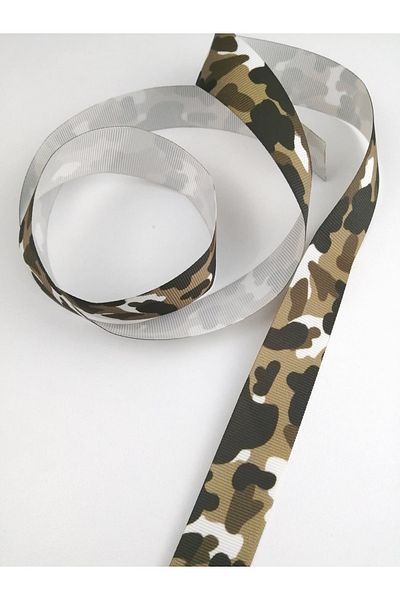 Hobigram Σκούρο πράσινο μοτίβο καμουφλάζ Grosgrain Κορδέλα – Κορδέλα, Κομψό Σχέδιο, Γυναικείο Αξεσουάρ – Κορδέλα