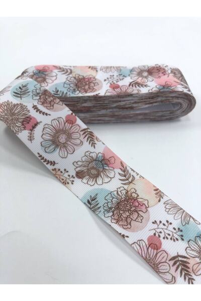 Hobigram Ροζ Μπλε Μοτίβο Λουλουδιών Grosgrain Κορδέλα – Κορδέλα