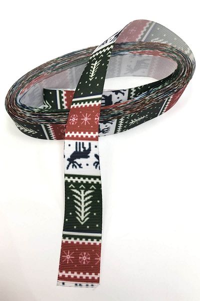 Hobigram Πρωτοχρονιάτικη κορδέλα Grosgrain με μοτίβο ελαφιού – Ειδικό σχέδιο, αξεσουάρ, ποιοτική παραγωγή, εντυπωσιακό στυλ