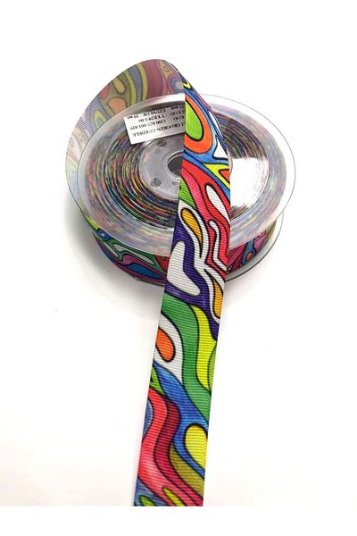 Hobigram Κορδέλα Grosgrain με πολύχρωμο σχέδιο 2,5 cm – Κορδέλα, Κομψό Σχέδιο, Γυναικείο Αξεσουάρ – Κορδέλα