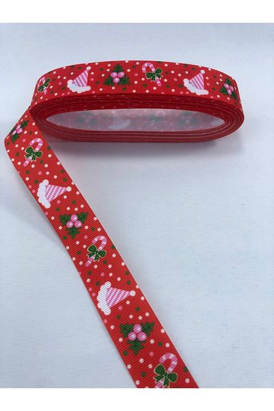 Hobigram Πρωτοχρονιάτικη κορδέλα Grosgrain με μοτίβο κόκκινης κουκκίδας – Κορδέλα, κομψό σχέδιο, γυναικείο αξεσουάρ – Κορδέλα