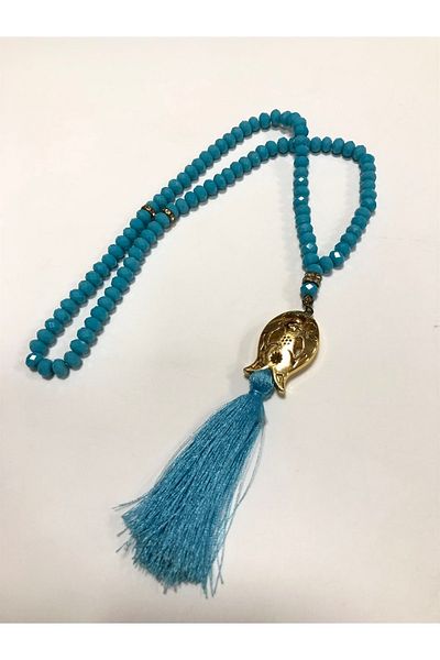 Hobigram Ματ μπλε κρύσταλλο με χάντρες Tasbih 99 Lu-tsbh-1001 – Διακοσμητική κορδέλα, κομψό σχέδιο, γυναικείο αξεσουάρ –