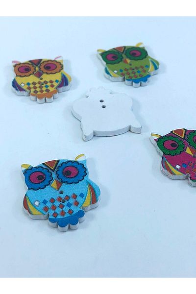Hobigram زر ملون منقوش على شكل بومة - تصميم خاص، إكسسوار، إنتاج عالي الجودة، طراز مثير للنظر