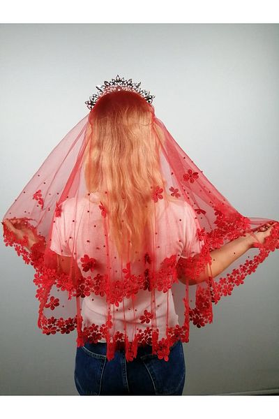 Hobigram طقم شالات دانتيل مزهر باللون الأحمر – تصميم خاص، إكسسوارات، إنتاج عالي الجودة، طراز مثير للنظر – G