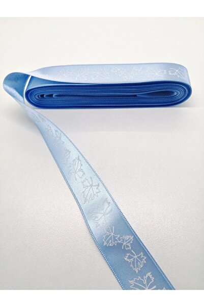 Hobigram Σατέν κορδέλα με μοτίβο Baby Blue Leaf 2,5 cm 3 Yards – Κορδέλα, Κομψό Σχέδιο, Γυναικείο Αξεσουάρ – Κορδέλα