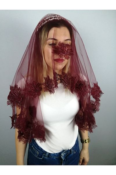 Hobigram طقم فستان زفاف باللون الأحمر الداكن Gduv-1006 – تصميم خاص، إكسسوارات، إنتاج عالي الجودة، طراز مثير للاهتمام – إكسسوارات الزفاف