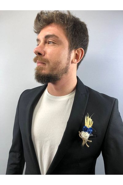 Hobigram Μπλε Λευκό Χάρτινο Λουλούδι Boutonniere 5 τεμαχίων – Τεχνητό & Ξηρό Λουλούδι, Κομψό Σχέδιο, Γυναικείο Αξεσουάρ