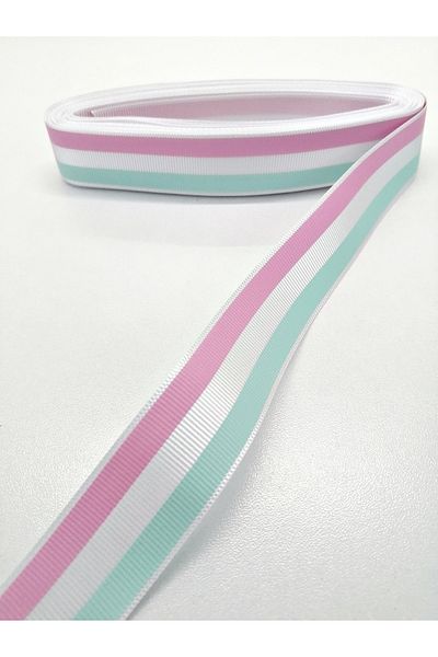 Hobigram Water Green Pink Grosgrain Κορδέλα 2,5 cm 1 Meter – Κορδέλα, Κομψό Σχέδιο, Γυναικείο Αξεσουάρ – Κορδέλα