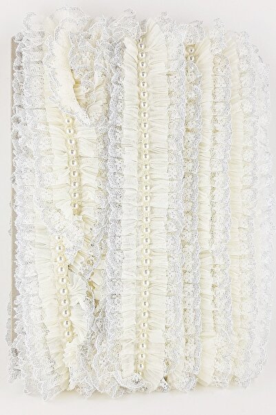 Hobigram Ручна робота Крем з перлами, мереживо, пліси, рюші – декоративна стрічка, стильний дизайн, жіночий аксесуар