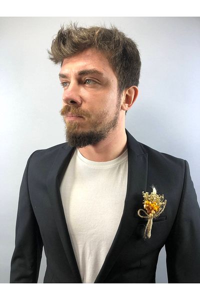 Hobigram Κρέμα Τσιπς Πορτοκαλί Βότανα Groom Boutonniere 10 Pieces – Τεχνητό & Ξηρό Λουλούδι, Κομψό Σχέδιο – Τεχνητό Λουλούδι