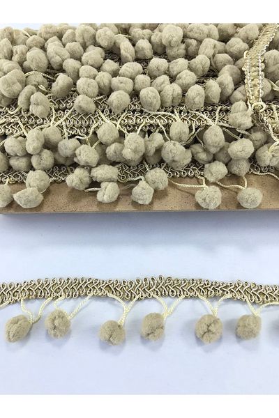 Hobigram Panglică cu franjuri cu pompon de nurcă – Design special, accesoriu, producție de calitate, stil atrăgător – decorativă