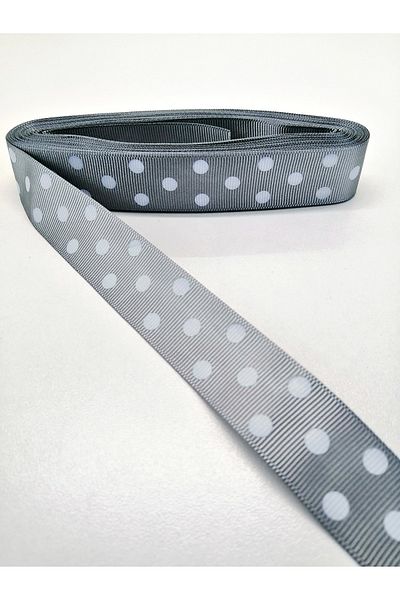 Hobigram Γκρι πουά Grosgrain Κορδέλα 2,5 cm 2 Yards – Κορδέλα, Κομψό Σχέδιο, Γυναικείο Αξεσουάρ – Κορδέλα – K