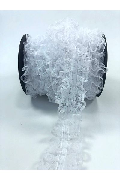 Hobigram 10 μέτρα Διακοσμητικό βολάν Χρώμα Λευκό Διπλής Όψης Βολάν Μπορντούρα – Διακοσμητική Κορδέλα, Κομψό Σχέδιο – Διακόσμηση