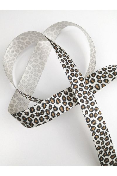 Hobigram ليوبارد منقوشة Grosgrain الشريط