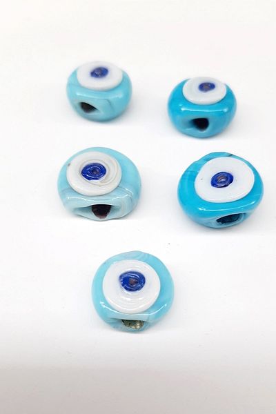 Hobigram Blue Flat Eye of Beef Evil Eye Bead 1 τεμάχιο Nzr-1023 – Χάντρες, Κομψό Σχέδιο, Γυναικείο Αξεσουάρ – Χάντρες