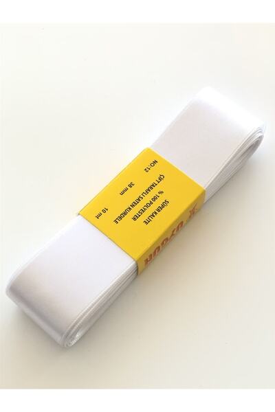 Hobigram White Color Satin Ribbon 4 cm 5 Meters – Special Design, Accessory, Quality Production, Eye-Catching Style – K