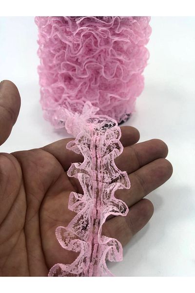 Hobigram 10 Yards Decoration Ruffle Color Pink Double Sided Ruffle Edge – Διακοσμητική κορδέλα, κομψό σχέδιο – διακόσμηση