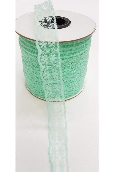 Hobigram Δαντέλα Ποικιλία Water Green Lace Ribbon 2,5 cm – Κορδέλα, Κομψό Σχέδιο, Γυναικείο Αξεσουάρ – Κορδέλα