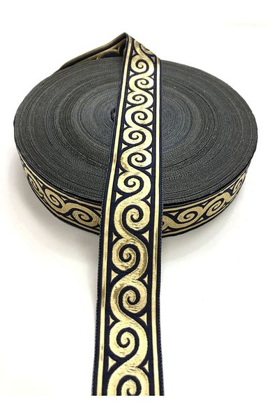Hobigram Navy Blue Glitter Εκτυπωμένη Κορδέλα 3,5 cm – Κορδέλα, Κομψό Σχέδιο, Γυναικείο Αξεσουάρ