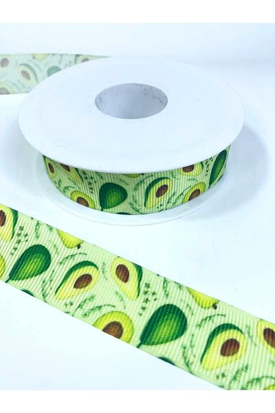 Hobigram Λευκή κορδέλα Grosgrain με μοτίβο αβοκάντο – Προσαρμοσμένο σχέδιο, αξεσουάρ, ποιοτική παραγωγή, λαμπερό στυλ – K