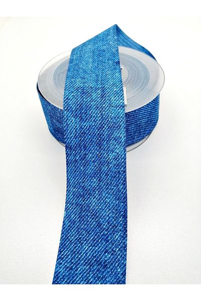 Hobigram Panglică cu model din denim albastru 4 cm 2 metri – panglică, design elegant, accesoriu pentru femei