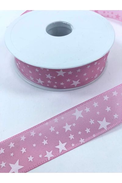 Hobigram Panglică din tafta cu model de stea gri roz închis 5 metri – panglică, design elegant, accesoriu pentru femei – panglică