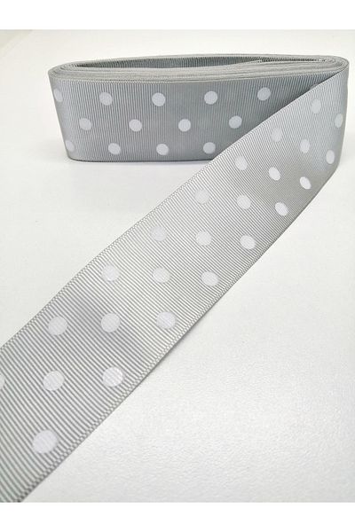 Hobigram Γκρι πουά Grosgrain Κορδέλα 4 εκ. 1 μέτρο – Κορδέλα, Κομψό Σχέδιο, Γυναικείο Αξεσουάρ – Κορδέλα – Κορδέλα