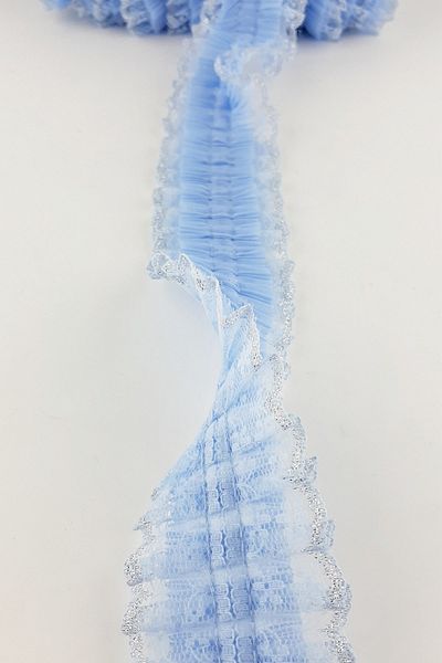 Hobigram Χειροποίητα Προϊόντα Μπλε Ασημί Glitter Ruched Πιέτα Βολάν