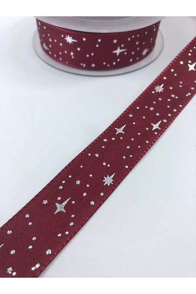 Hobigram Βουργουνδία Αστέρι με μοτίβο ταφτά κορδέλα 1 μέτρο Τιμή – Κορδέλα, Κομψό Σχέδιο, Γυναικείο Αξεσουάρ – Kurd