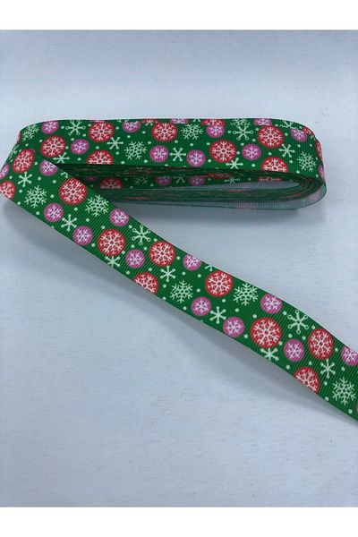 Hobigram Κορδέλα Grosgrain με μοτίβο πράσινης νιφάδας χιονιού – Προσαρμοσμένο σχέδιο, αξεσουάρ, ποιοτική παραγωγή, λαμπερό στυλ –