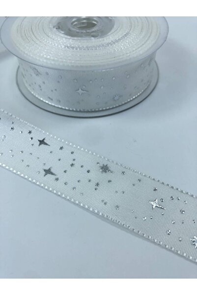 Hobigram Κορδέλα ταφτά με σχέδιο White Star Η τιμή είναι για 1 μέτρο – Κορδέλα, Κομψό Σχέδιο, Γυναικείο Αξεσουάρ – Kurd