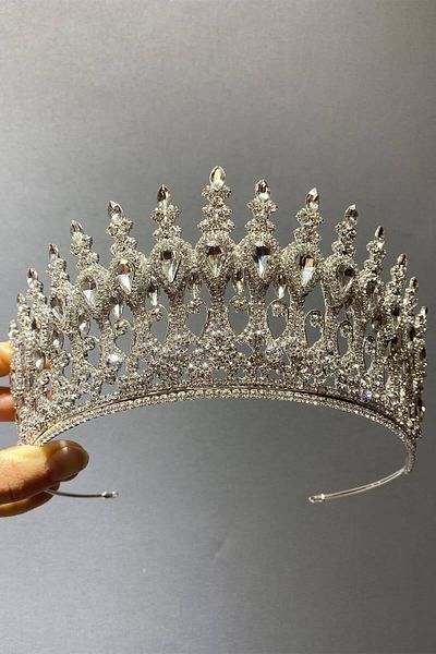 Hobigram تاج زينا موديل هينا وعروس فضي اللون - تصميم خاص، إكسسوار، إنتاج عالي الجودة، طراز مذهل
