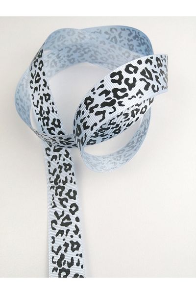 Hobigram Panglică Grosgrain cu Motiv Leopard Albastru – Design Special, Accesoriu, Producție de Calitate, Stil Glamorous