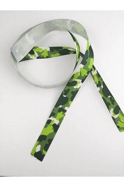 Hobigram Ανοιχτό πράσινο μοτίβο καμουφλάζ Grosgrain Κορδέλα – Κορδέλα, Κομψό Σχέδιο, Γυναικείο Αξεσουάρ – Κορδέλα – Κορδέλα