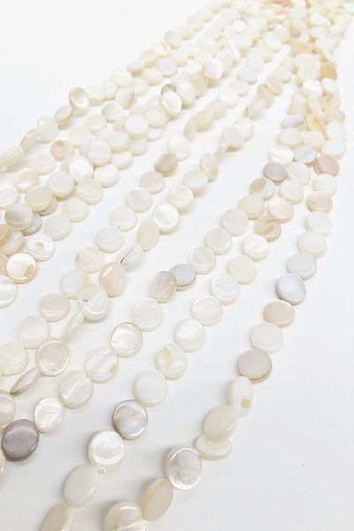 Hobigram Cream Pearl Flat Beads 8 mm – Χάντρες, Κομψό Σχέδιο, Γυναικείο Αξεσουάρ – Χάντρες