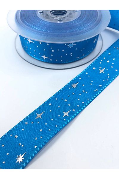Hobigram Κορδέλα ταφτά με σχέδιο Saks Blue Star – Ειδικό σχέδιο, αξεσουάρ, ποιοτική παραγωγή, λαμπερό στυλ –