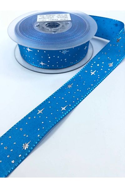 Hobigram Κορδέλα ταφτά με σχέδιο Saks Blue Star – Ειδικό σχέδιο, αξεσουάρ, ποιοτική παραγωγή, λαμπερό στυλ –
