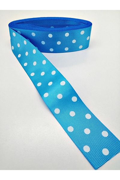 Hobigram Μπλε πουά Grosgrain Κορδέλα 4 εκ. 2 μέτρα – Κορδέλα, Κομψό Σχέδιο, Γυναικείο Αξεσουάρ – Κορδέλα