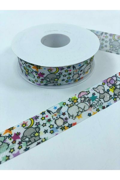 Hobigram Πολύχρωμη κορδέλα Grosgrain με σχέδιο ελέφαντα – Προσαρμοσμένο σχέδιο, αξεσουάρ, ποιοτική παραγωγή, εντυπωσιακό στυλ – K